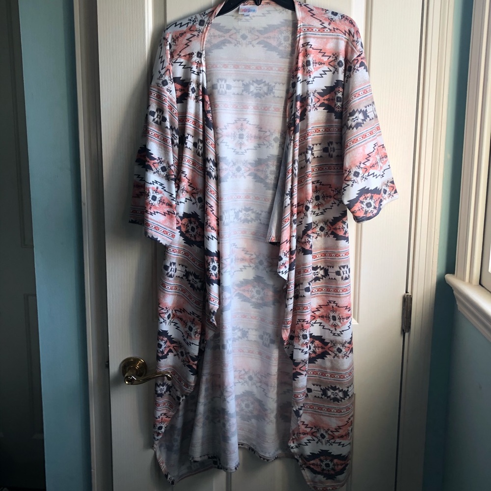 Orange black and white 3 quarter length sweater